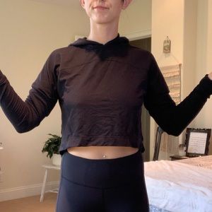 Lulu lemon black crop sweater with hood